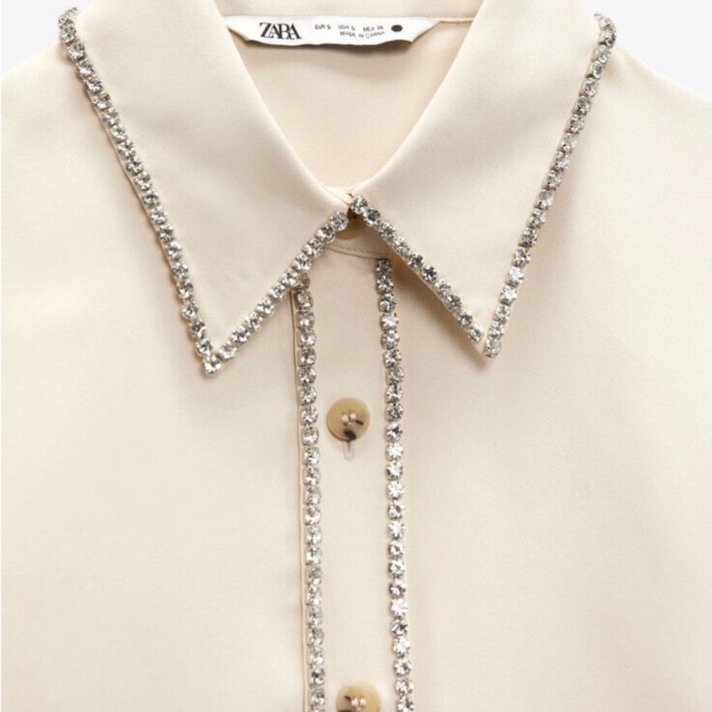 ZARA JEWEL RHINESTONE BUTTON DOWN SHIRT